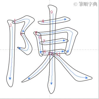 陳 比劃|筆畫索引 [11 畫 / 阜 部 / 陳]